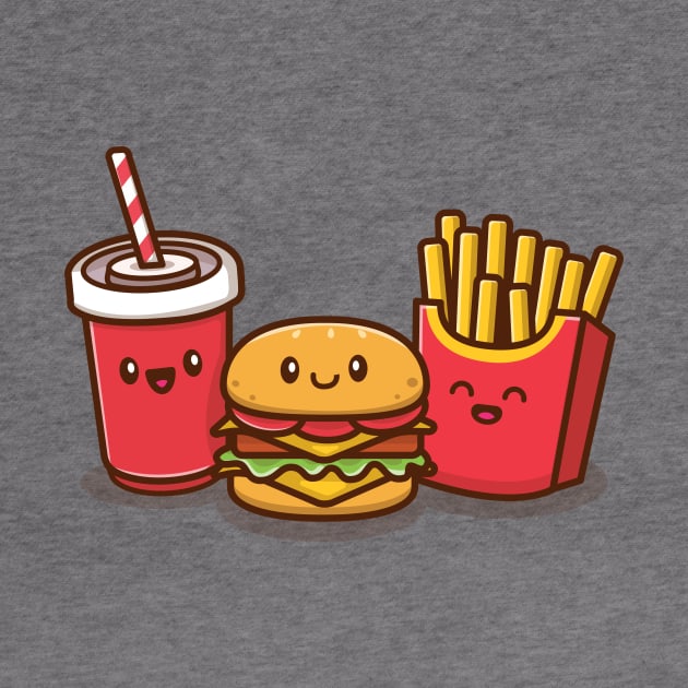 Cute Burger With Soda And French Fries by Catalyst Labs